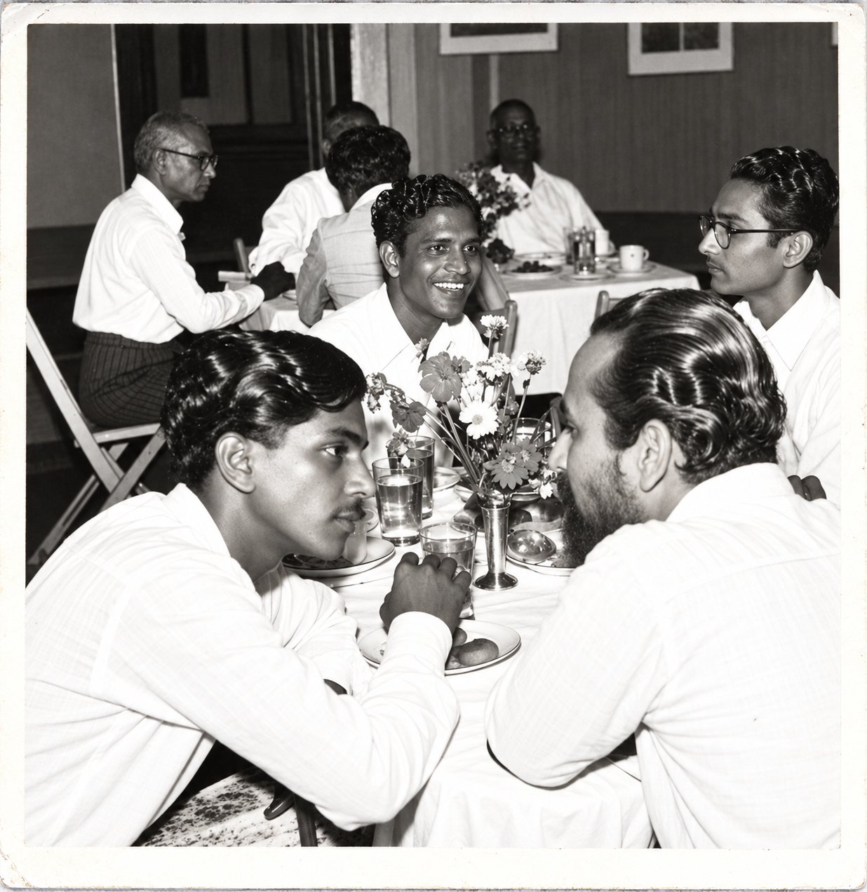 Ancha with friends at dinner