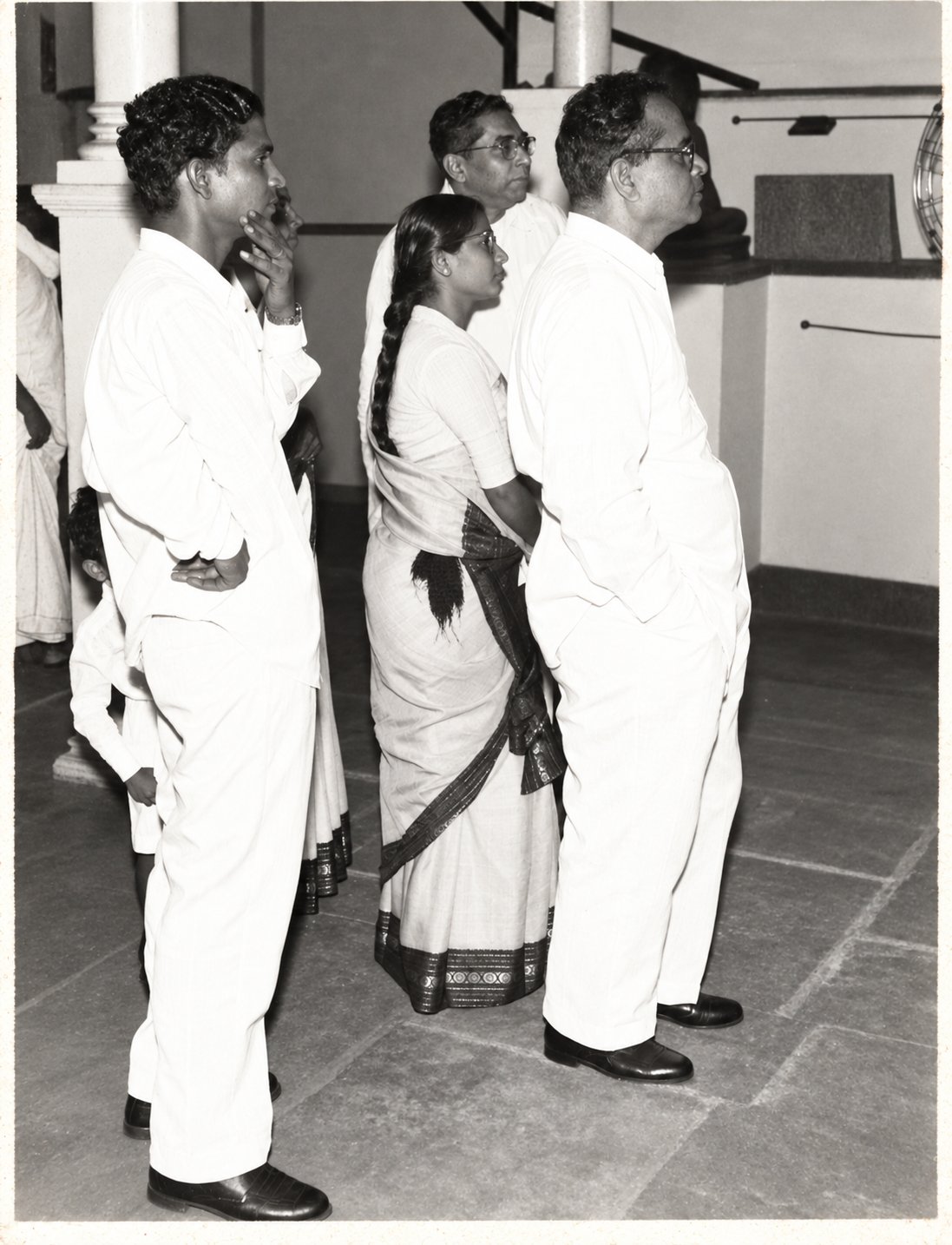 Ancha with visitors at the exhibition