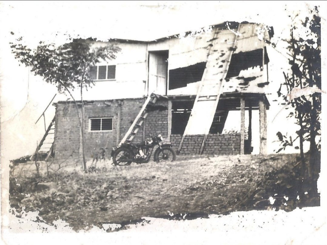 The wooden house at Gandipet, Hyderabad — brick ground floor with studio, wooden upper floor